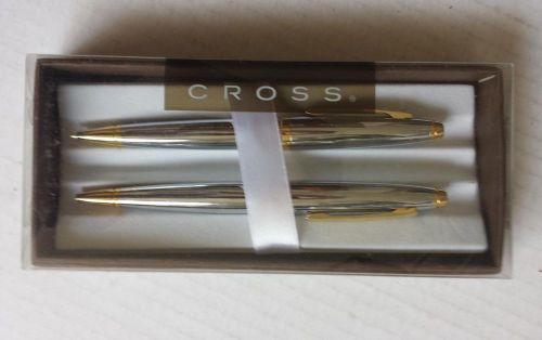 Cross ball point pen and mechanical pencil BRADBURY chrome and gold plated NIB