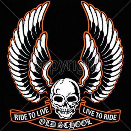 Motorcycle Biker Skull Old School HEAT PRESS TRANSFER -ONE DOZEN!
