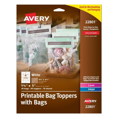 Avery Printable Bag Toppers with Bags 22801, 4-3/4&#034; x 6-1/2&#034; Pack of 40