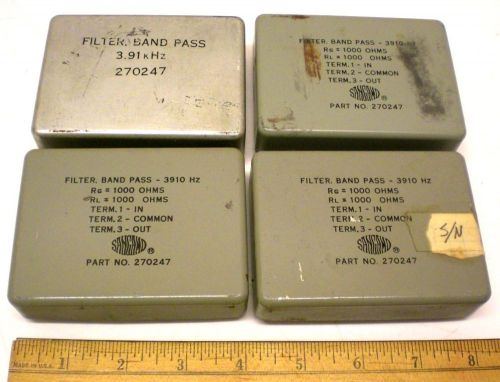 4 Band pass filters, 3910 Hz, Sangamo # 270247, Hermetically Sealed, Made in USA