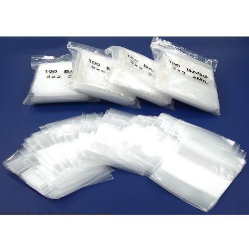 500 White Block Resealable Plastic Bags 3&#034;x 3&#034;