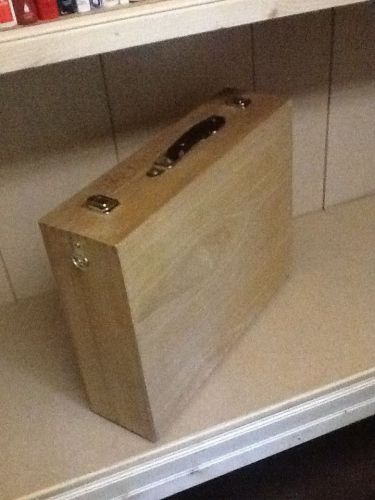 Birch wood case 5&#034; x 13&#034; x16.5&#034; hinged carrying handle