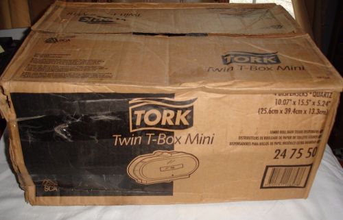 Tork jumbo 24 75 50 roll twin t box mini dispenser case of 4 nos opened for pic for sale