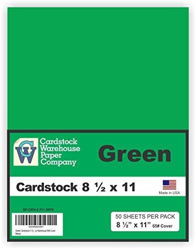 Green Cardstock 8 1/2&#034; x 11&#034; - 50 Pack from Cardstock Warehouse 65# Cover (Kelly