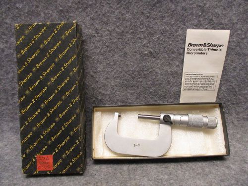 Brown &amp; Sharpe 1-2&#034; Micrometer Swiss Made w/ Box &amp; Instructions