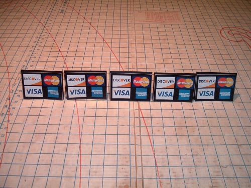 5 CREDIT CARD DECALS STICKER Visa MasterCard Discover counter table tops AMEX