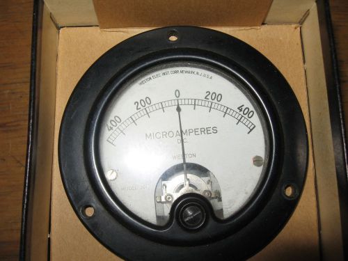 DC Microamperes Meter 400-0-400 DCUA, 3 1/2&#034; Weston Model 301