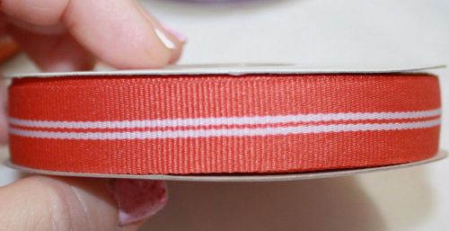 STAMPIN UP  grosgrain ribbon striped TANGERINE TANGO 111371 15 yds