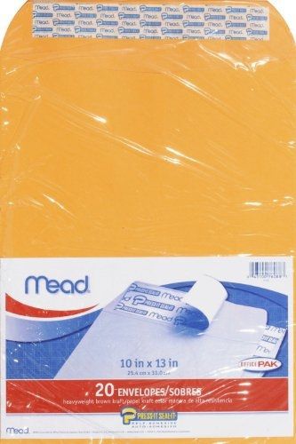 Mead Press-It Seal-It Envelopes, 10 x 13 Inches, Office Pack 20 Count (76088)