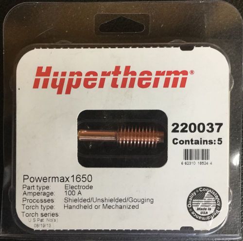 (1 PKG OF 5 ) 220037 HYPERTHERM ELECTRODE 100A POWERMAX 1650 #1325