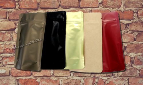 80 -8 oz ~Red|Black|Bronze|Gold|Kraft Combo Coffee/Tea/Spice Stand Up Pouch Bags