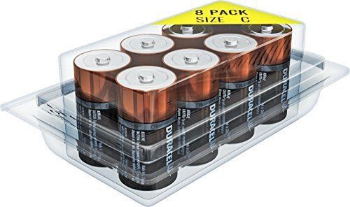 8 Pack of Duracell C Size Alkaline MN1400 Duralock Batteries + FREE Plastic Case