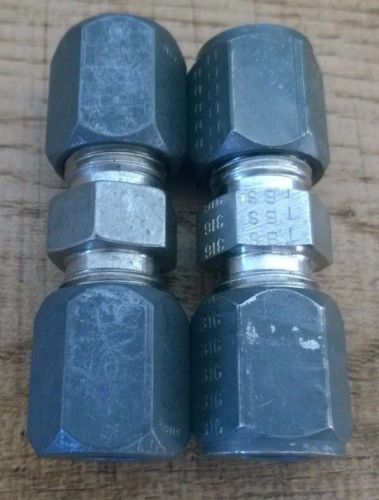316 Stainless Steel 3/8&#034; Tube Coupling Lot of 2
