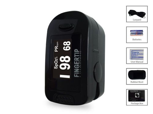 Fingertip Pulse Oximeter with Reversible Display, Case, Lanyard 2 Year Warranty