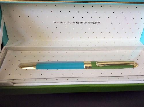 Kate Spade Nom De Plume Ballpoint Pen Turquoise /Green New