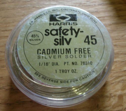 HARRIS SAFETY-SILV 45 SILVER BRAZING ALLOY - 1 t.o., 35 grams 1/16&#034; Diameter