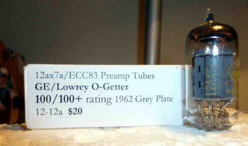 Single GE 12ax7/ecc83 vintage Preamp Tube  Grey Plate 100/100 rating