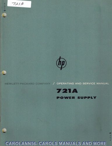 HP Manual 721A POWER SUPPLY