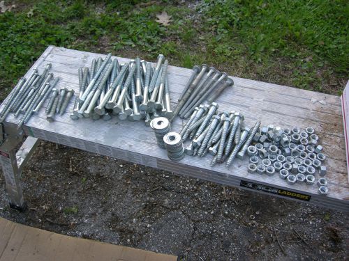 LOT 1/2&#034;-3/8&#034; Hex Lag Screw -Steel Zinc Plated- 75pcs plus nuts and washers