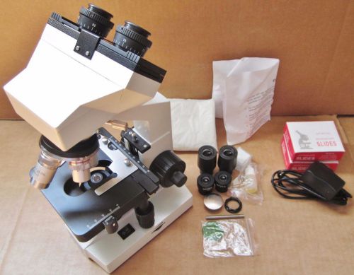 Omax 40x-2000x lab led binocular compound microscope w/double layer mechanical.. for sale