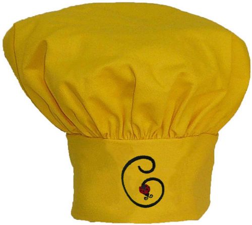 Ladybug Lady Bug Letter C Chef Hat Adjustable Initial Name Monogram Yellow Avail