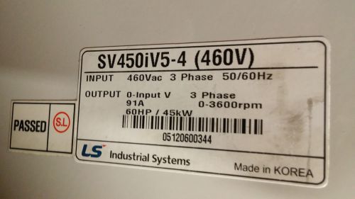 LS INDUSTRIAL SYSTEMS SV450IV5-4 USED VECTOR DRIVE
