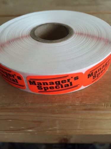 1.25&#034; x .625&#034; MANAGERS SPECIAL MERCHANDISE LABELS 1000 PER ROLL FL RED STICKER