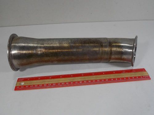 GOOD USED 3&#034; TO 2 1/2&#034; REDUCER TRI CLAMP STAINLESS SANITARY PIPE FITTING 45DEG