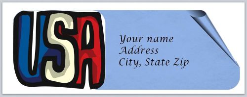 30 Personalized Return Address Labels Flag US Buy 3 get 1 free (c825)