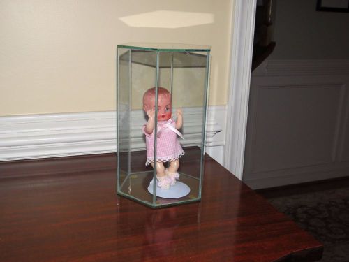 Trophy or Doll Hexagonal 6 Sided Glass Display Case 10&#034; Tall - Doll Included