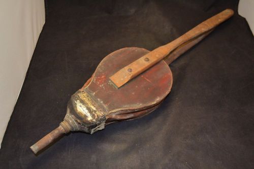 Antique Wood &amp; Leather Bellows Livestock Duster in Old Red Paint  ND2636