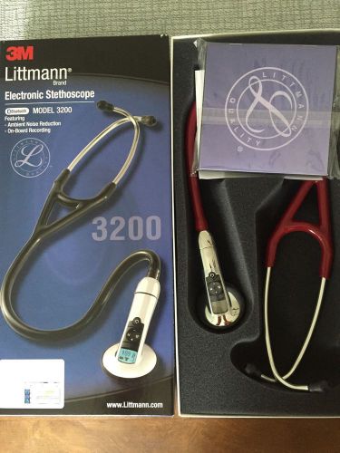 New 3m littman 3200 electronic bluetooth red stethoscope w/ stethassist software for sale