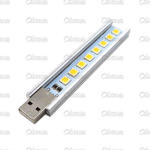 Warm White 5V Mobile Power Highlight USB Lamp 8 Beads SMD LG 5152 LED