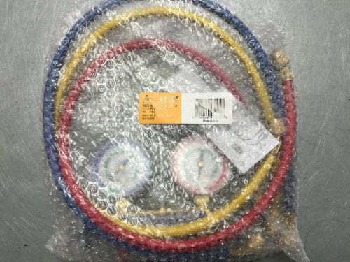 Yellow jacket 41195 2 valve manifold red &amp; blue gauges r-12 r-22 r-502 for sale