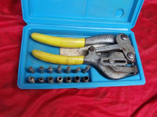 Roper whitney no. 5 jr. hand punch, 7 punch &amp; die sets and case for sale