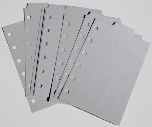 9 Shimmery Silver Grey  Filofax POCKET size  dividers monthly subject top tab