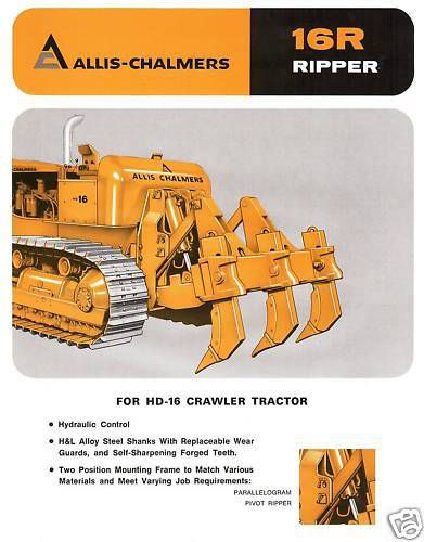 Allis Chalmers 16R Ripper literature for HD-16 crawler