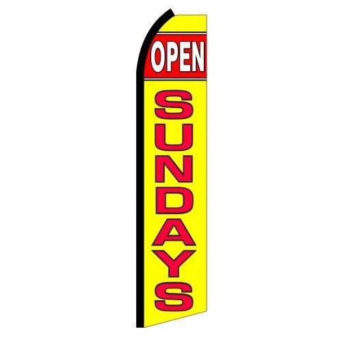 Open sundays 15&#039; business swooper sign flag advertising flutter banner made usa for sale