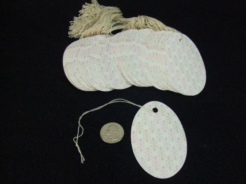 100 Large Oval Pink Romantic Theme String Tags Price/Gift Tags 3 1/4&#034; x 2 1/4&#034;