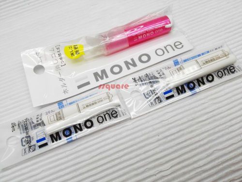 1 Plastic Eraser + 4 refills, Tombow Mono ONE 7cm Mini Eraser Pen Pink