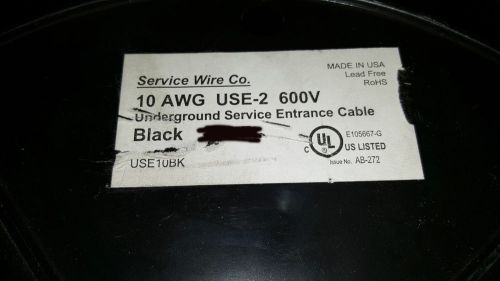 Service wire use10bk 10awg use-2 bare copper rhh/rhw-2 uv db gas oil black/40ft for sale