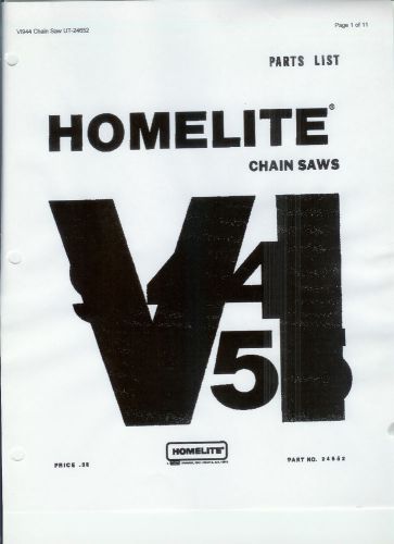 A HOMELITE  ( VI 944 &amp; VI 955) Chainsaw Parts List &amp; Repair Dia. Copy