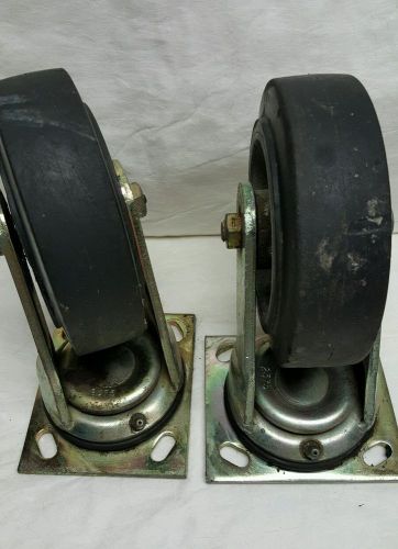 (2) ER Wagner 6&#034; x 2&#034; Swivel Casters mold on rubber Wheel 410 lbs BONDED