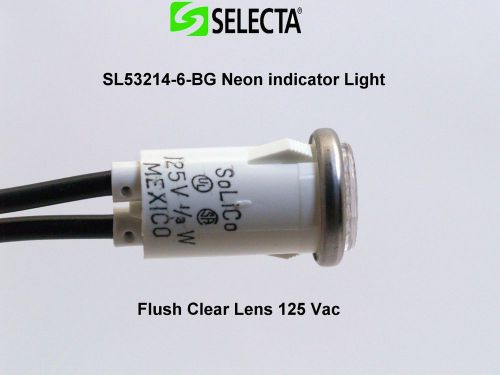 Selecta SL53214-6-BG Neon indicator Light Flush Clear Lens 125 Vac