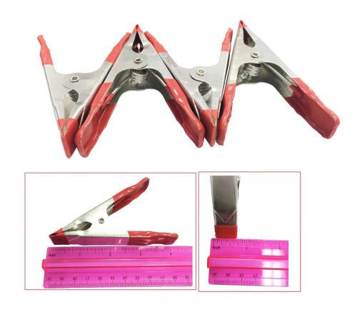 4x 4 inch Mini Metal Spring Clamps w/ Red Rubber Tips Tool LOT of 4 Pcs