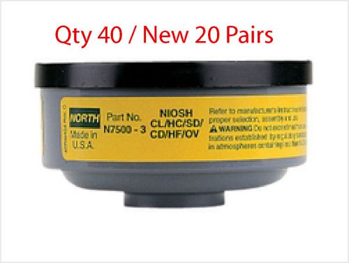 lot of 40 NORTH Respirator Mask Replacement Cartridges N7500-3 Organic Vapor