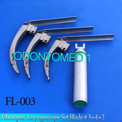 MCCOY FLEXI-TIP FIBEROPTIC LED Laryngoscope SET- BLADE # 2 &amp;3 &amp;4, MEDIUM HANDLE
