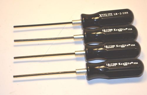 4 nos xcelite ln2.5mm recessed allen hex socket screwdriver black handle 2.5mm for sale