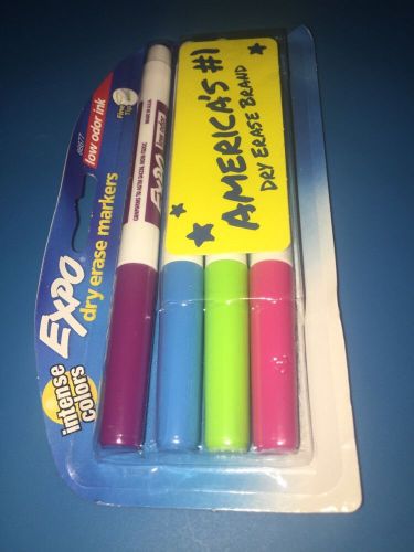 Expo low-odor dry erase markers, fine point, 4-pack, assorted colors fine tip for sale