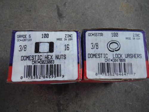3/8-16 hex nuts and 3/8&#034; split lock washer (100pcs/ea) Domestic Zinc